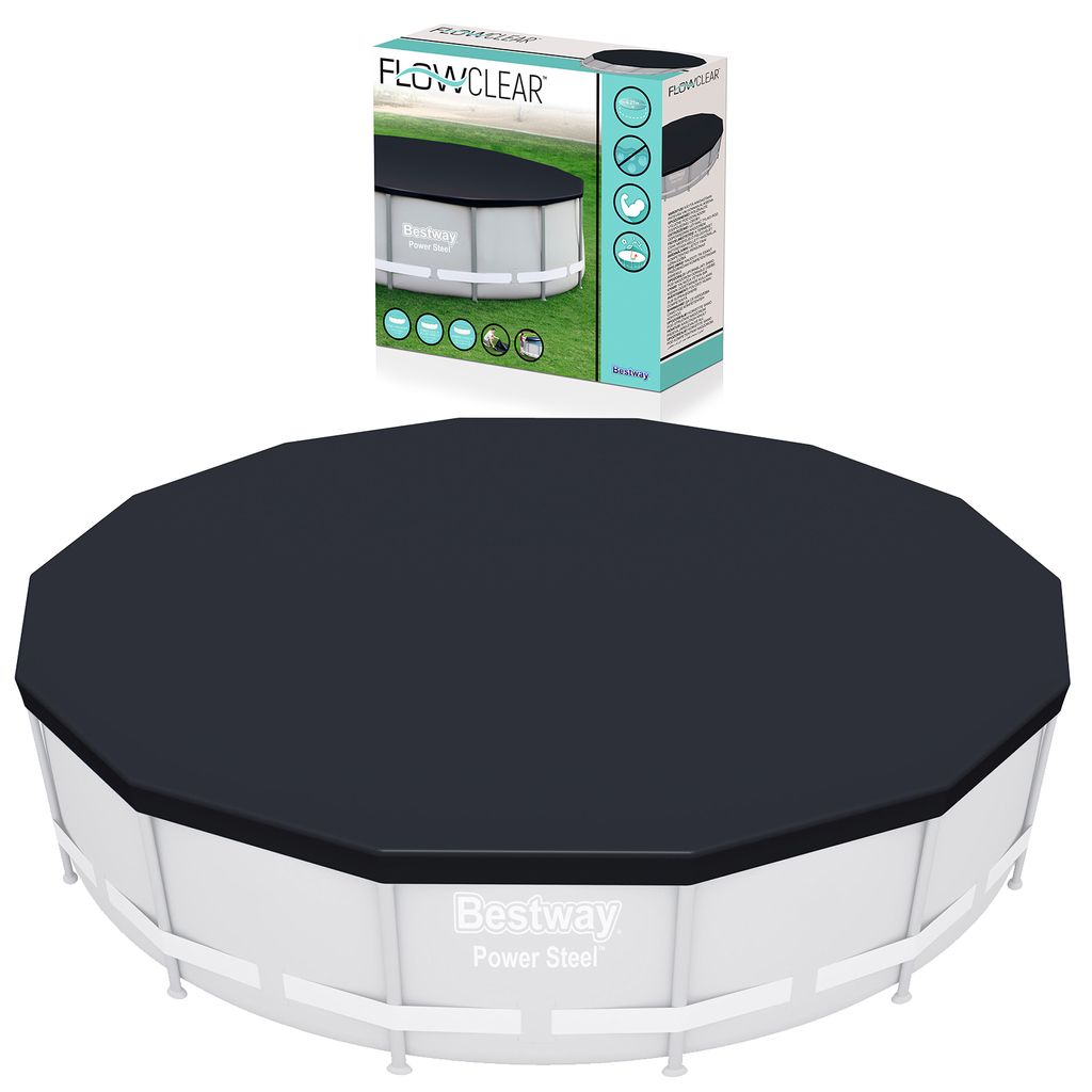 BESTWAY Frame Pool Swimmingpool Schutz Abdeckung Abdeckplane Cover Ø 427cm
