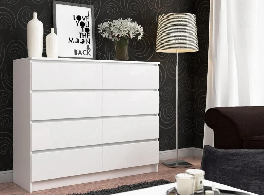 SAVRILA Kommode weiß, 8 Schubladen, 120 cm breit, 99 cm Produktbild 