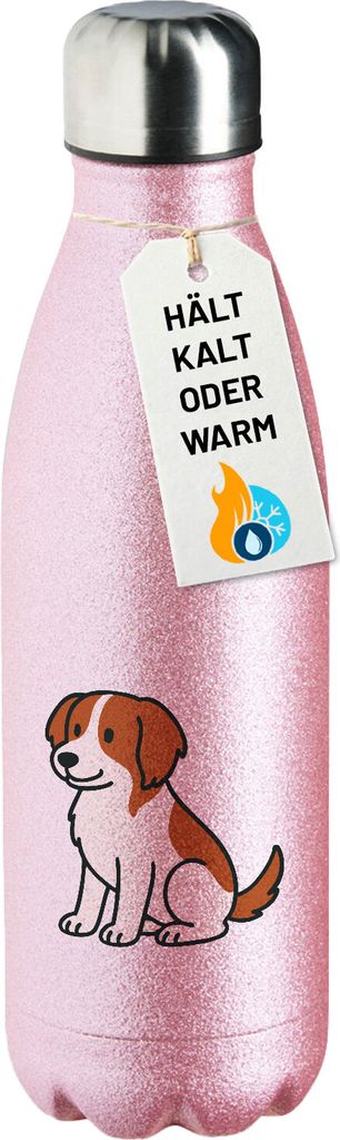 Huuraa Trinkflasche Kooikerhondje Comic Kooikie 500ml Pink Edelstahl Wasserflasche Trinkflasche Geschenkidee