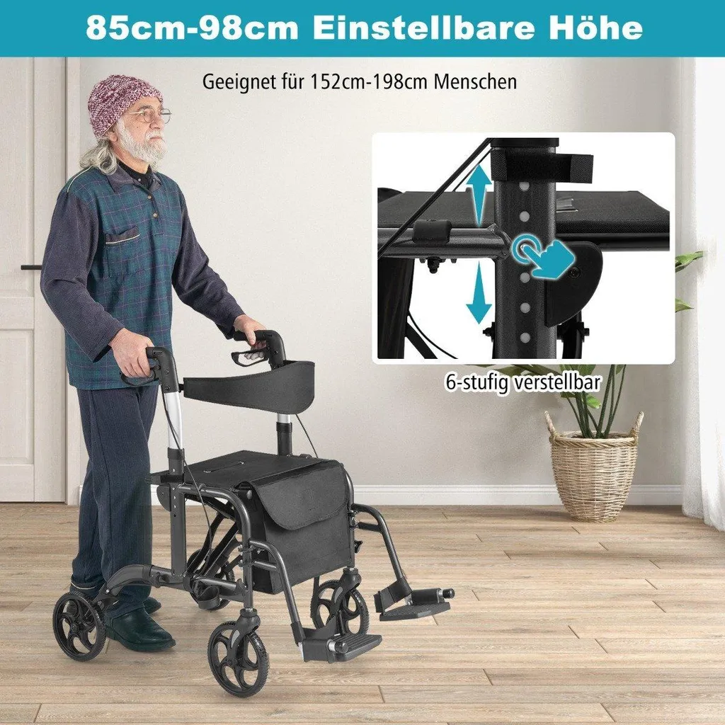 Rollator 4 roues transformable en fauteuil de transfert léger Confort - 3