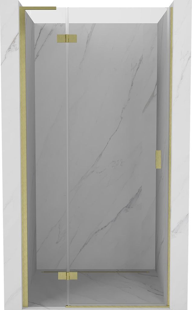 Mexen Mist-H L Duschdrehtür links 75 cm, transparent, gebürstetes Gold - 8A5L-075-000-55-00-L