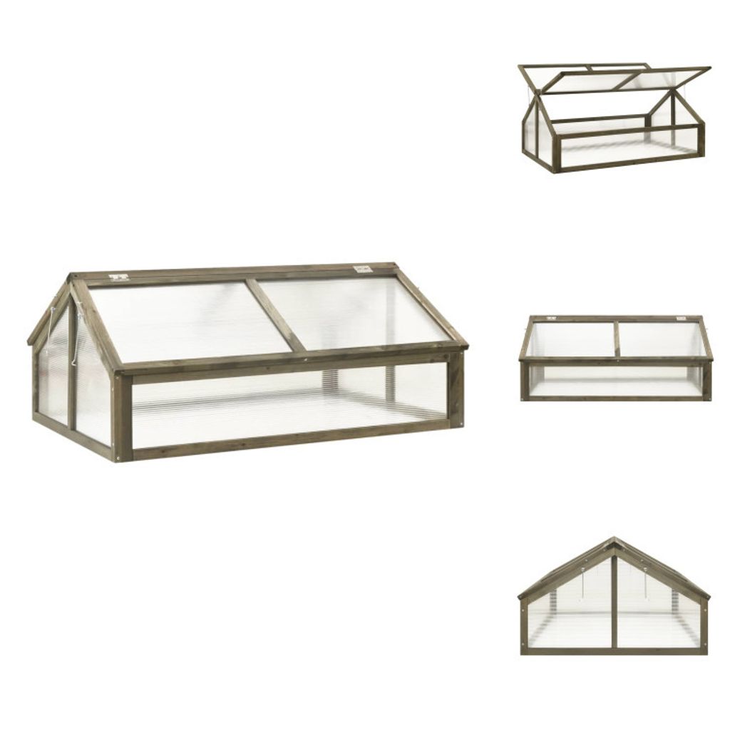 vidaXL Gewächshaus Grau 114x80x50 cm Tannenholz - Gewächshäuser