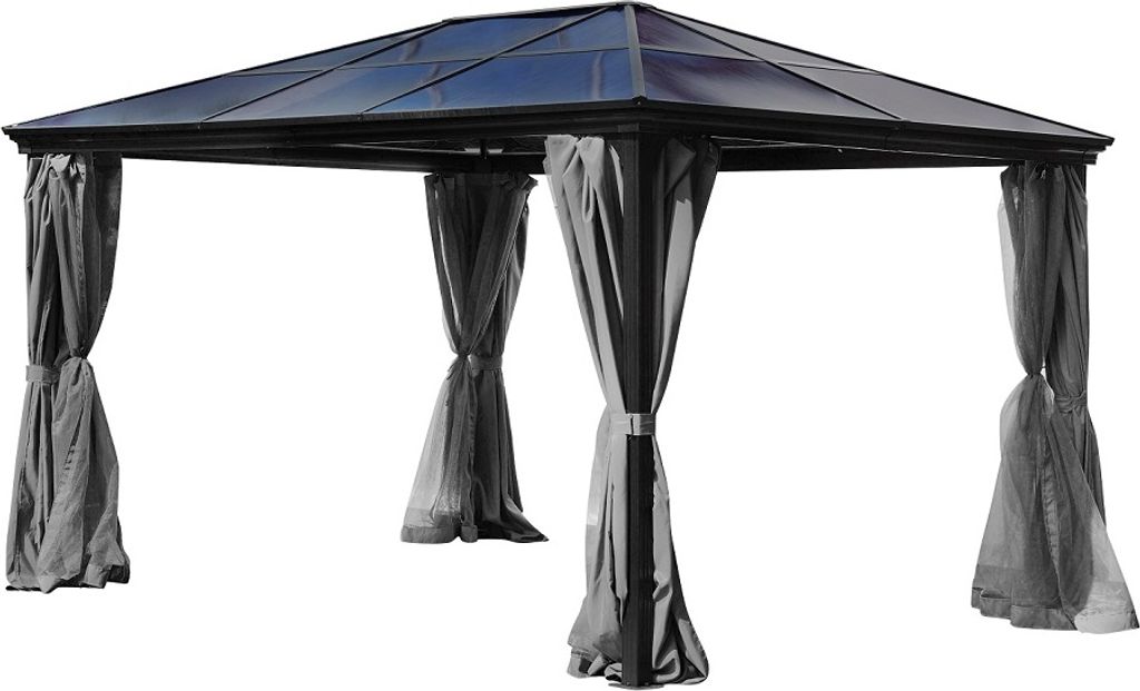 Pavillon Gartenpavillon 3x4 Taneo anthrazit aus Aluminium mit festem Dach UV-Schutz Sonnenschutz für Terrasse Garten Outdoor