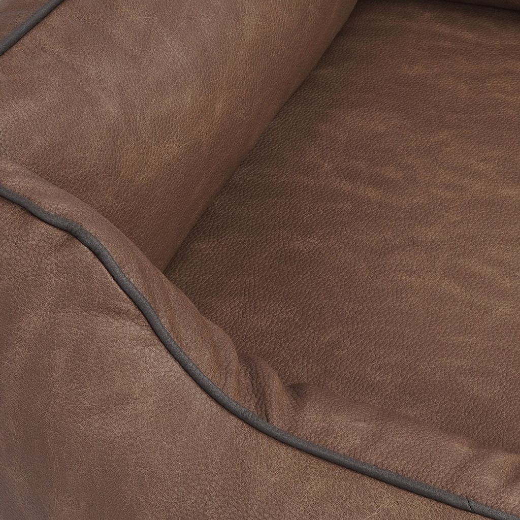 Knuffelwuff Orthopädisches Hundebett Rockland aus Kunstleder M-L 85 x 63cm Braun