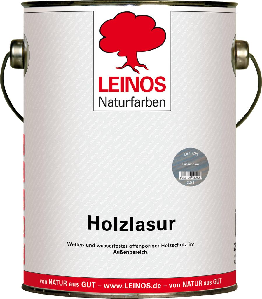 Wetterfeste Holzlasur für Außen 123 Friesenblau 2,50 Liter Produktbild 