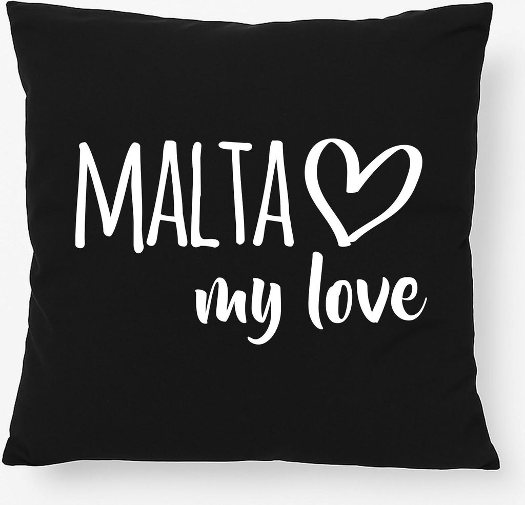 Huuraa Kissen Malta my love 40x40cm mit Füllung Black Baumwolle Dekokissen Geschenkidee