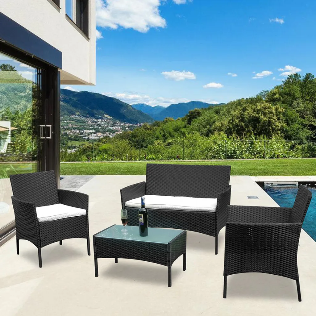 Fiqops Garden Set: Salotto Nero da Esterno per Party e Relax