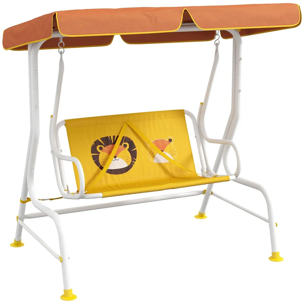 Balançoire pour enfants lion jaune 110x70x110 cm portique de jardin