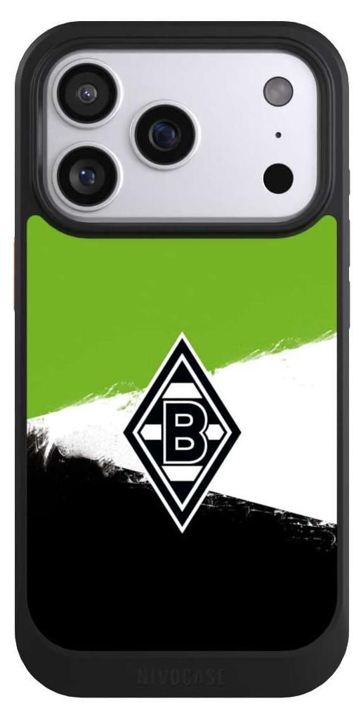 NIVOCASE Hülle für Apple iPhone 17 Pro Handyhülle NIVOcore Case Schwarz Borussia Mönchengladbach Offizielles Lizenzprodukt BMG