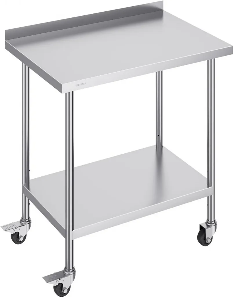 Table de restauration robuste inox 610x914mm avec plateau renforcé
