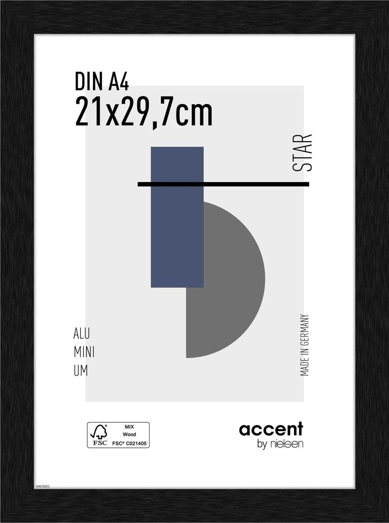 accent by nielsen Aluminium Bilderrahmen Star, 21x29,7 cm (A4), Struktur Schwarz Matt