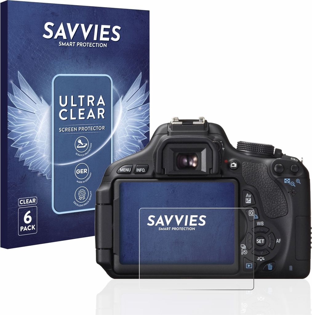 6x Für Canon EOS 600D Schutzfolie Savvies Displayschutz Display Schutz Folie Klar Transparent