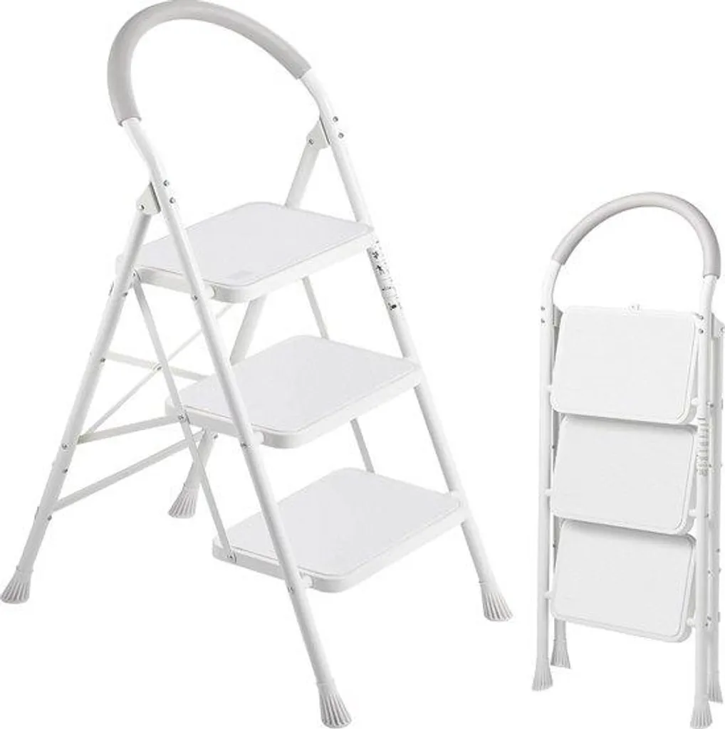 Échelle portable pour travaux domestiques, 3 marches pliables en acier