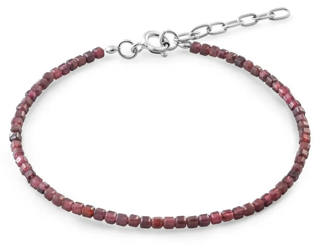 Bracelet grenat naturel AJKNR013 - Pierres rondes rouges polies 8mm