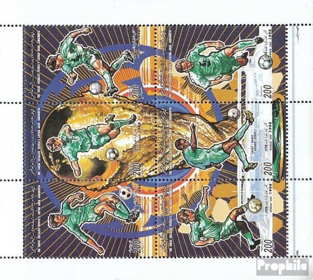 Briefmarken Libyen 1998 Mi 2560-2565 Kleinbogen (kompl.Ausg.) postfrisch Fußball-WM in Frankreich