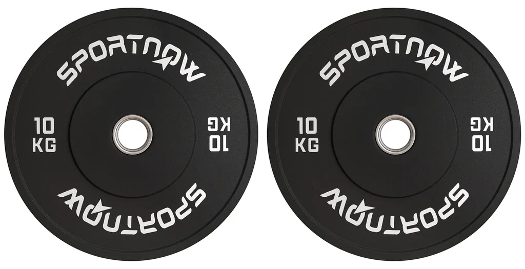 Poids de Musculation 10 kg SPORTNOW - Lot de 2 Galettes Noires en Acier