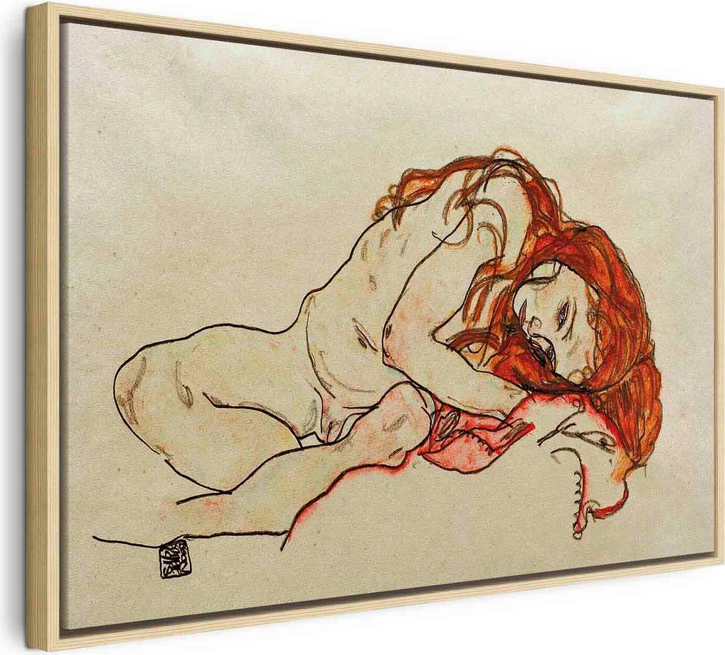 Italienischer Leinwand Leinwandbild - Crouched Girl With Bowed Head 120x80 cm Reproduktionen l-F-10021-b-a