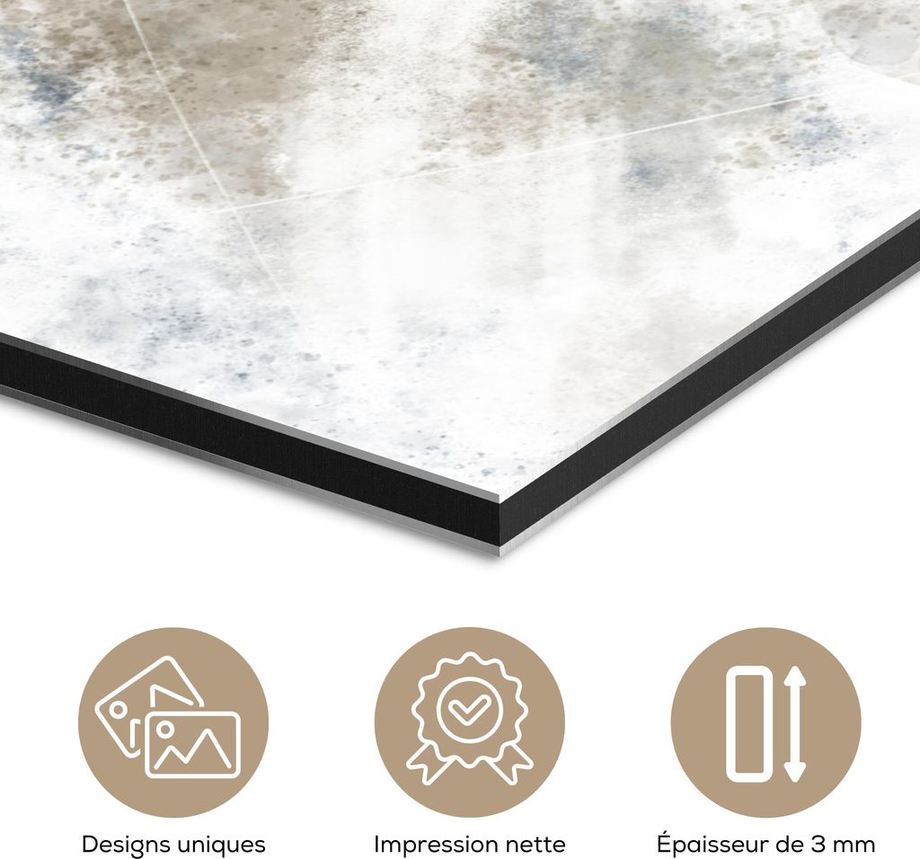 MuchoWow Wanddekoration Metall Metallbild Wandkunst 150x100 cm Kunst - Muster - Grau - Weiß MuchoWow Aluminium Gemälde - Alu Dibond Bild