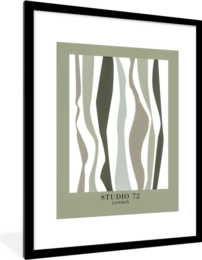 MuchoWow Gerahmtes Poster Studio 72 - Linien - Grün - Schattierungen 60x80 cm - Poster mit Schwarzem Bilderrahmen Wandposter Rahmen Foto Bilder ...