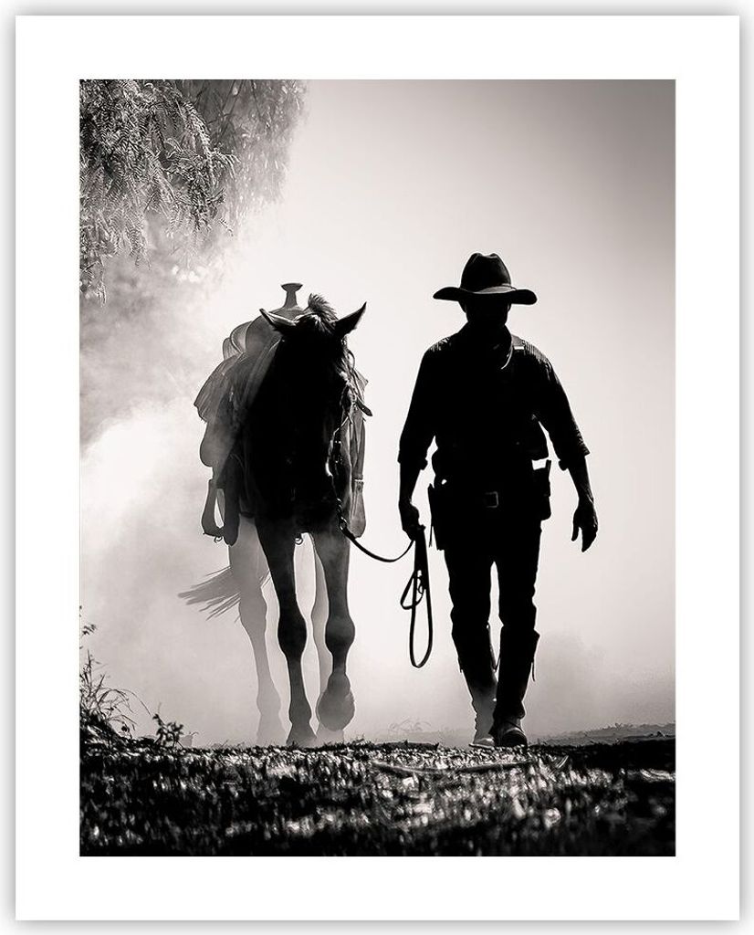 Poster - Poster ohne Rahmen - Cowboy Pferd Shady - 40x50 cm - Wand Bild - Wanddeko - Wandbilder - Kunstposter - Wandposter - Bilder - Kunstdruck - ...