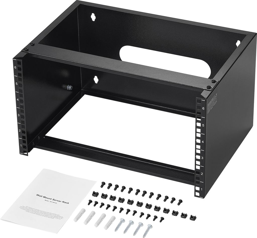 SucceBuy 6U Netzwerk-Rack zur Wandmontage, 355,6 mm Tiefe, 22,68 kg maximale Tragkraft, 482,6 mm für Server, IT-Ausrüstung, Netzwerk-Switches, mi...