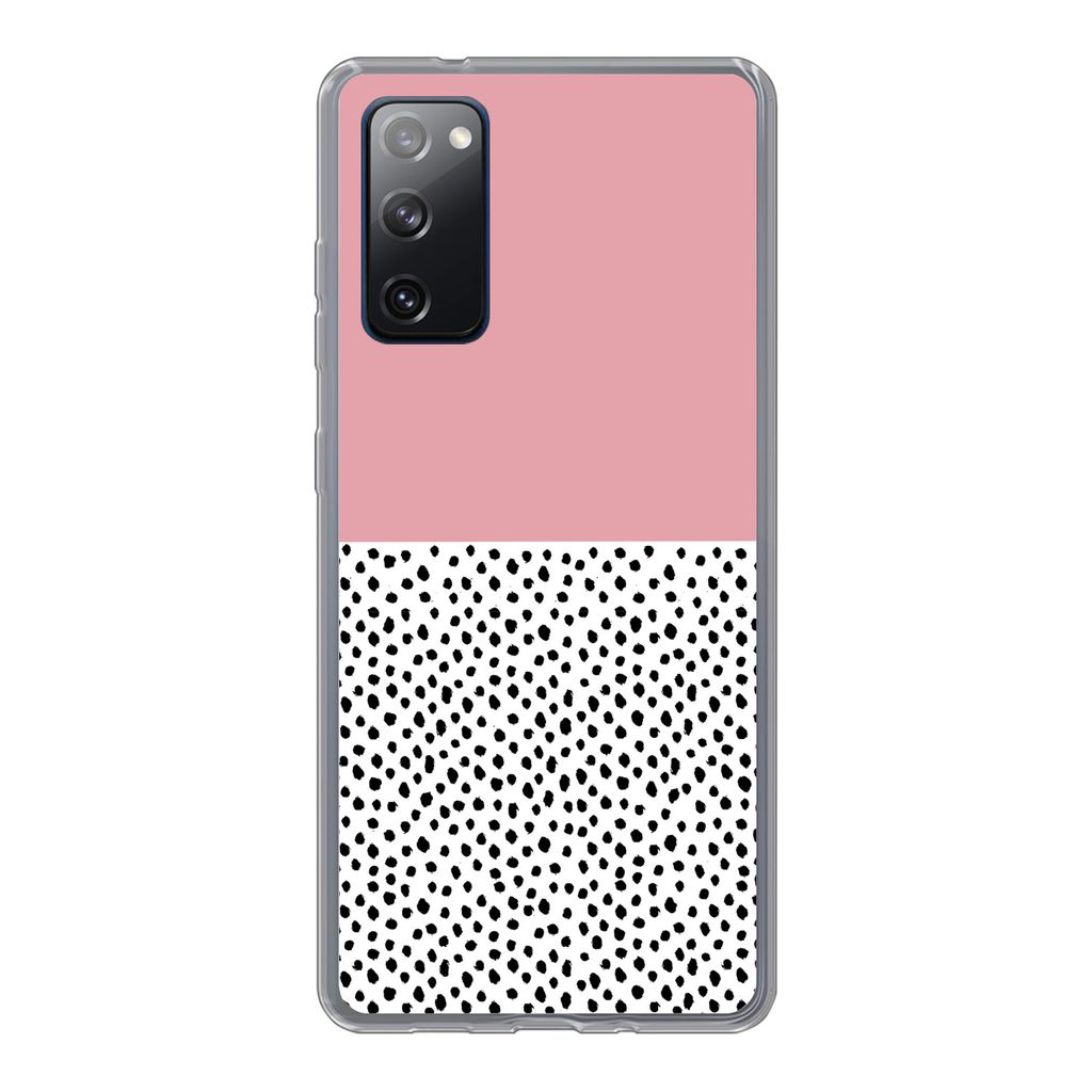 MuchoWow Handyhülle Schutzhülle Hülle für Samsung Galaxy S20 FE Polka dots - Schwarz - Rosa Silikon Softcase Handy Hülle - Abdeckung