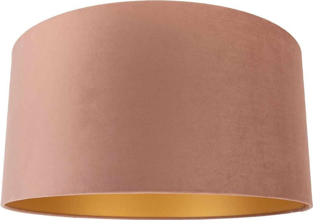 QAZQA Baumwolle Samt Lampenschirm Rosa 50I50I25 mit Gold I Messingener Innenseite ,