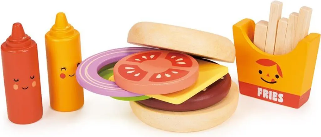 Jouet hamburger en bois durable pour éviter le plastique jetable - 3