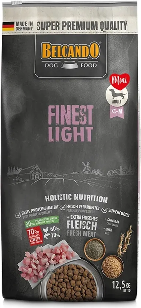 Croquettes Chien Senior ou Sédentaire BELCANDO Finest Light de 12,5 kg