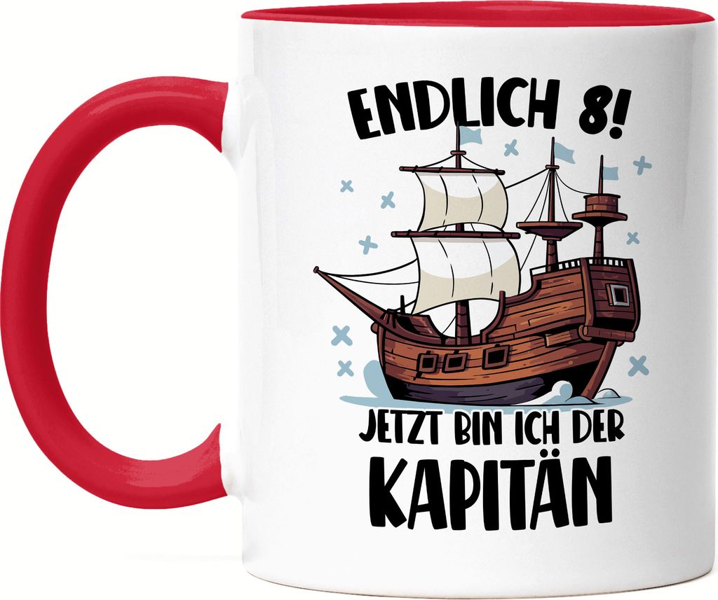 Geburtstag 8 Jahre Tasse Rot 8 Jahre 8. Geburtstag Pirat Piraten Motto