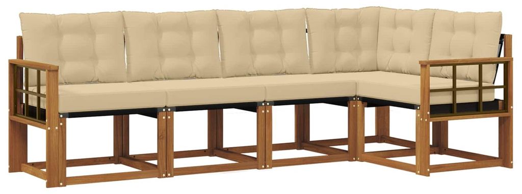 vidaXL Outdoor-Sofagarnitur mit Kissen 5 pcs Natur und Beige