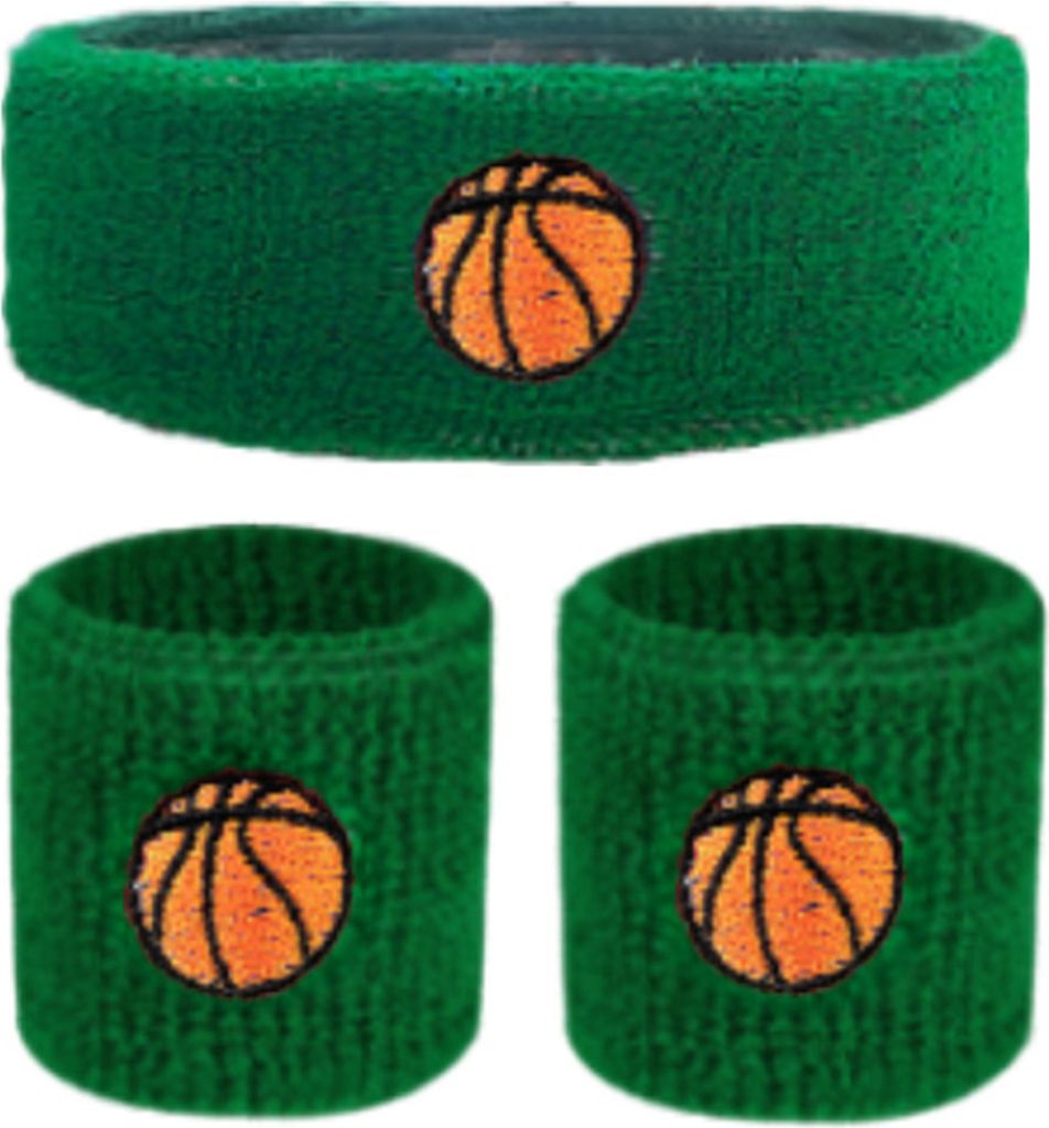 1 Set Kinder-Sport-Stirnband, Armband, Ball-Stickerei, Stretch, atmungsaktiv, schweißabsorbierend, für Jungen und Mädchen, gestrickt, für Baske...
