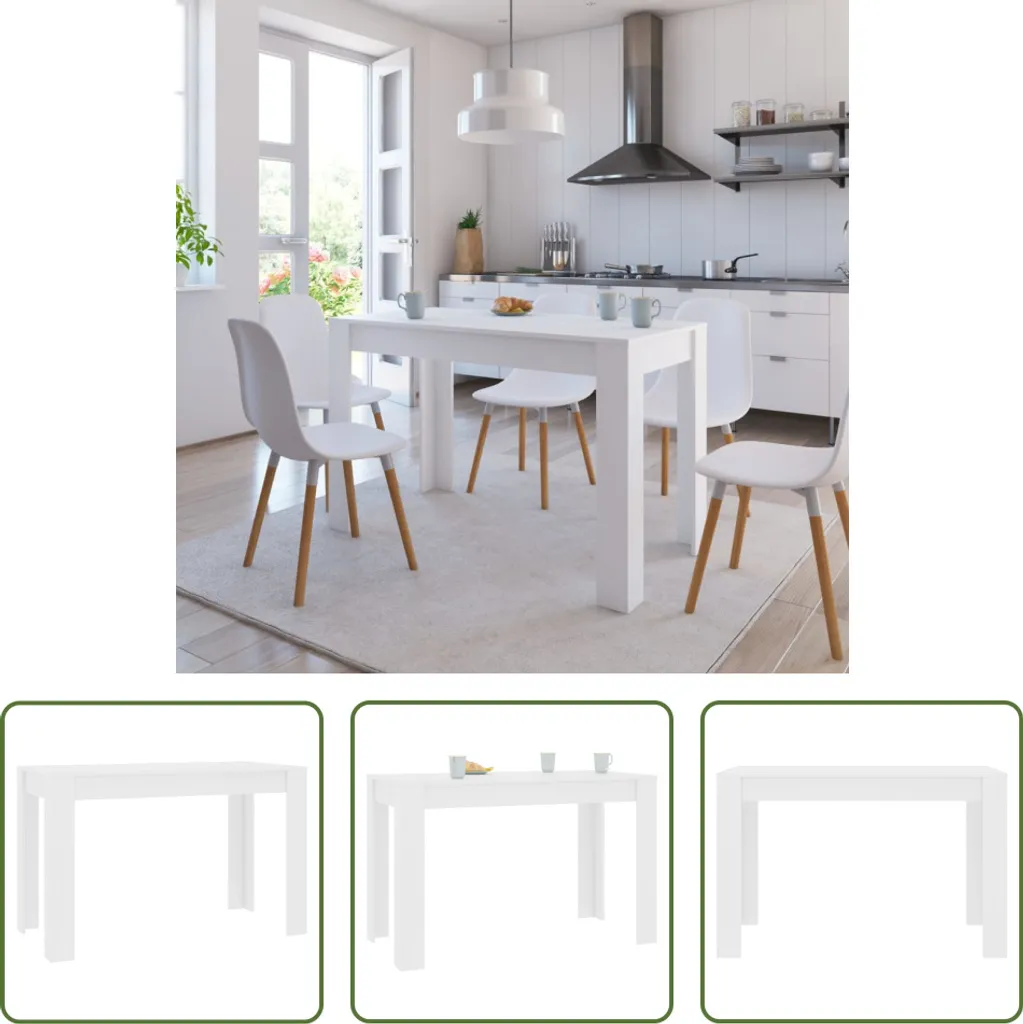 Tavolo da Pranzo Bianco 120x60x76 cm | The Living Store Legno Robusto