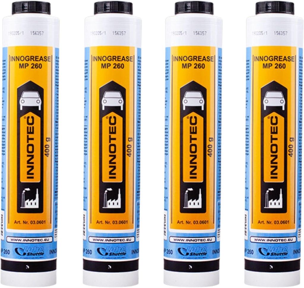 4 Stück INNOTEC INNOGREASE MP 260 Fettkartusche 400 g – Mehrzweckfett für hohe Druckbelastung, sehr Gute Haftung, wasserbeständig, korrosionss...