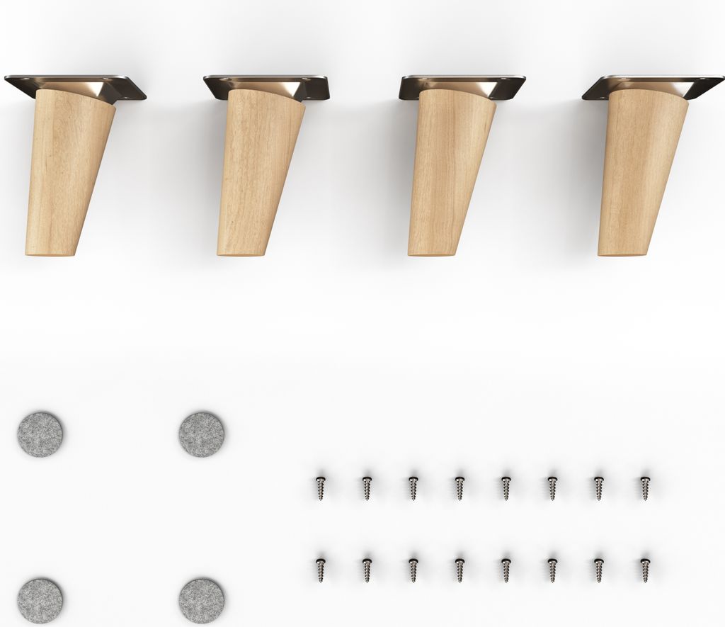 4x sossai Holzfüße rund - schräge Ausführung 8cm Buche Öl-Finish