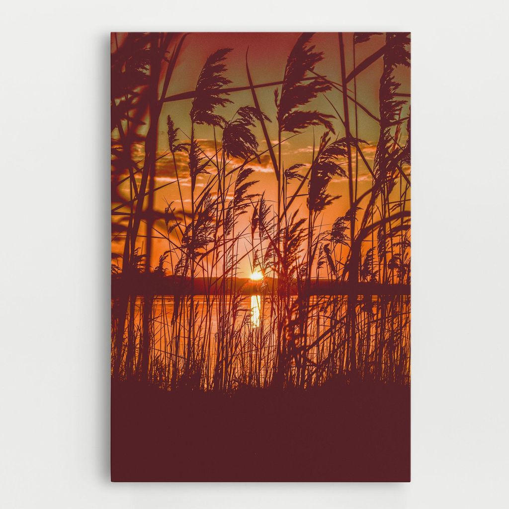 ARTHUB Leinwandbild 20x30 cm, Red Sunset Lake | Wohnzimmerdekoration, Hängende Bilder, Wanddekoration, Heimdekoration, Landschaften, Sonnenunter...