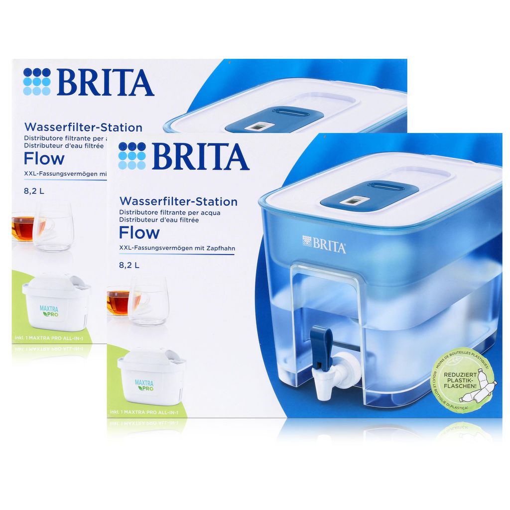 BRITA Flow Wasserfilter Station 8,2 Liter & 1x Maxtra Pro Kartusche (2er Pack)