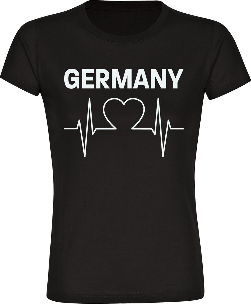 multifanshop Damen T-Shirt - Germany - Herzschlag, schwarz, Größe 3XL
