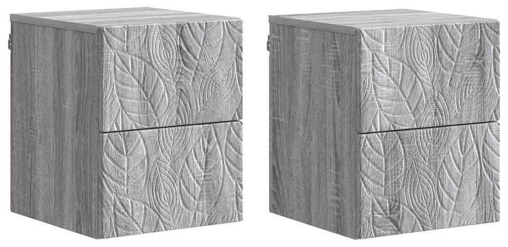 Wandmontierter Nachttisch 2 pcs Grau Sonoma 34,5 x 33 x 40 cm