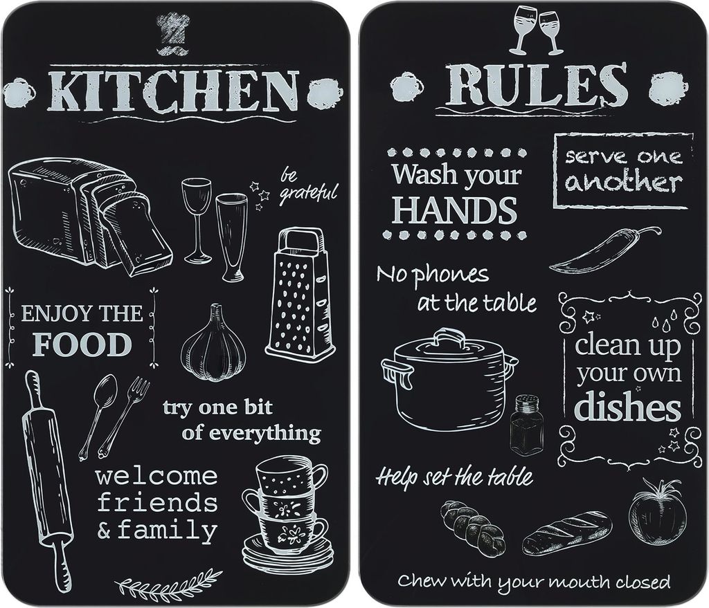 WENKO Herdabdeckplatten Kitchen Rules 2er Set Universal Produktbild 