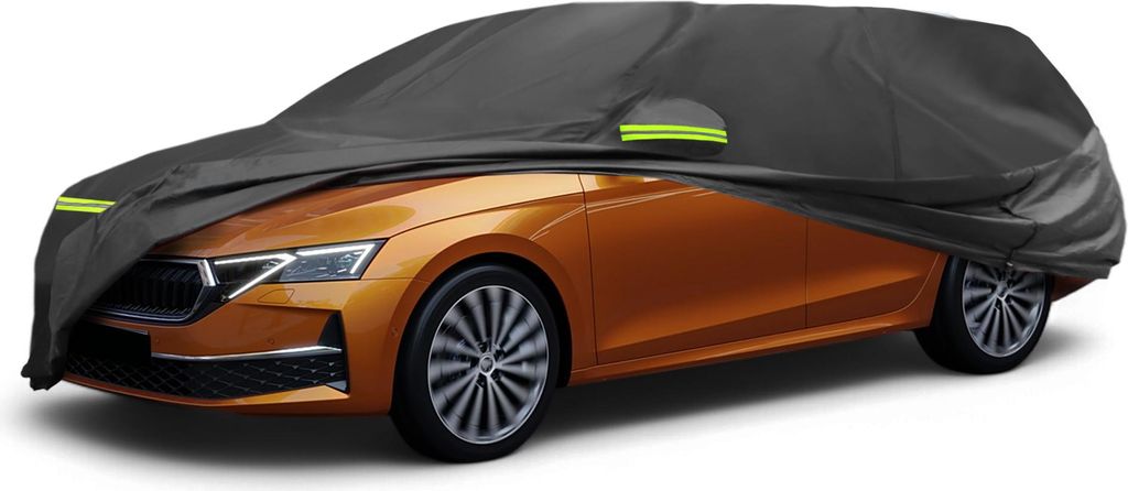 Autoabdeckung fš¹r Skoda Octavia IV 2019-2024 210D-PU Outdoor Vollabdeckung Autoabdeckung Alle Wetter Wasserdicht Sonne Regen Schnee Schutz mit F...