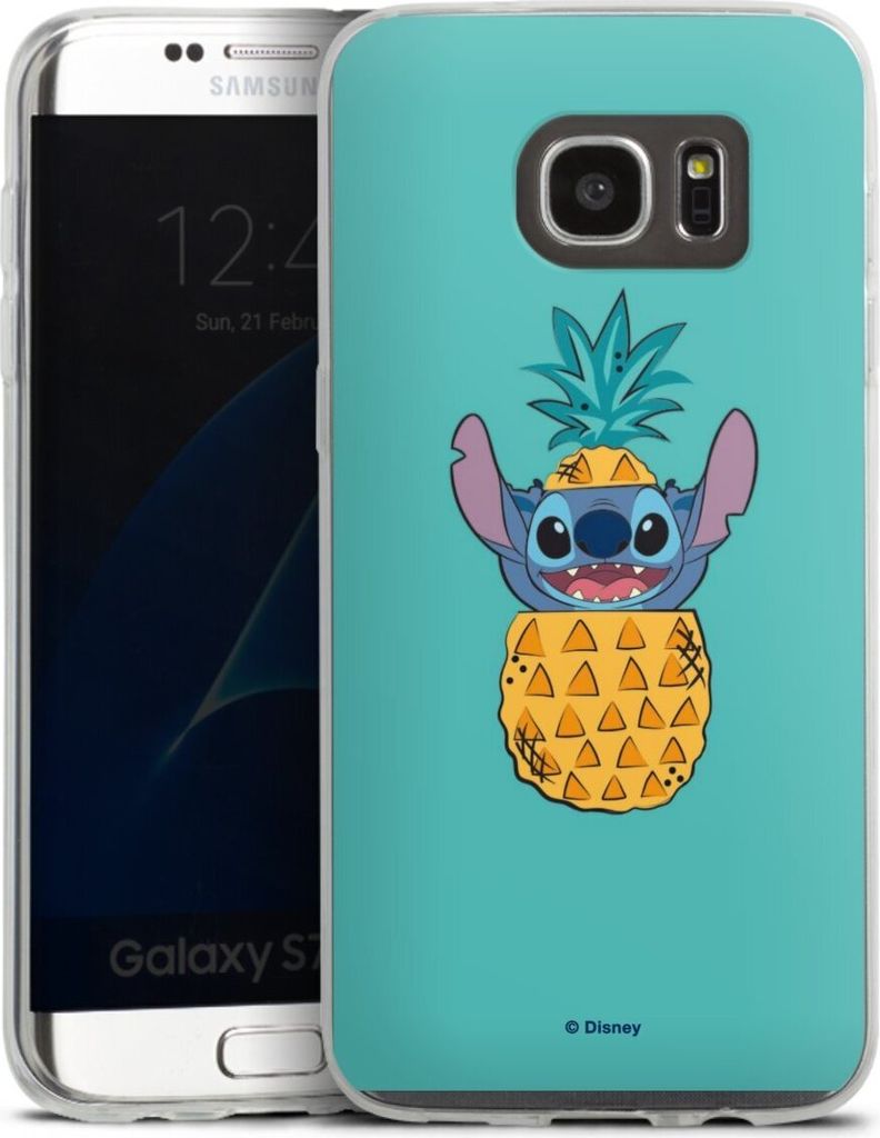 DeinDesign Slim Hülle für Samsung Galaxy S7 Edge Silikon Case Ultra Dünn Handyhülle Ananas Disney Lilo & Stitch