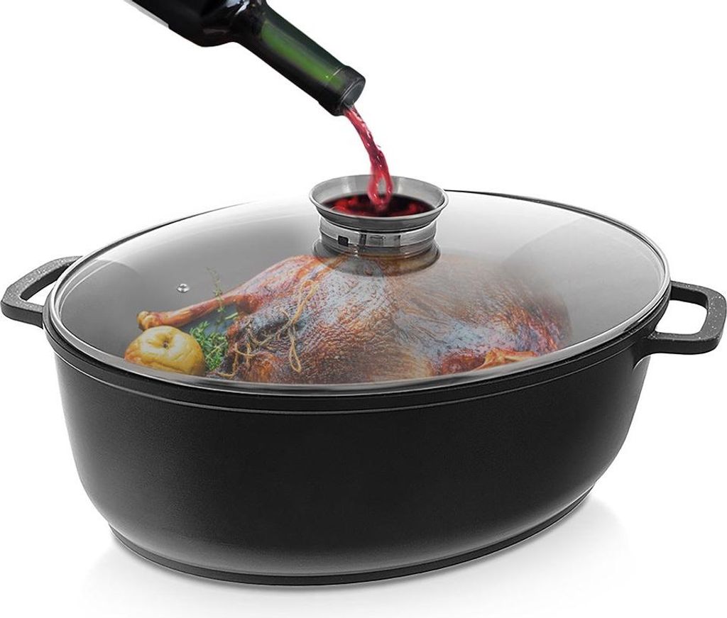 Brytfanna granitowa z pokrywką owalna gęsiarka GRANDE 12 l, Zdjęcie produktu 