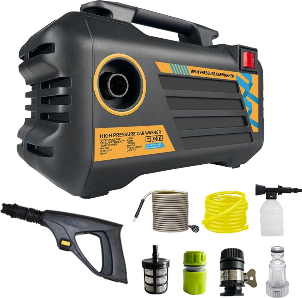 Elektrischer Hochdruckreiniger 1450 PSI, 3 verschiedene Druckspitzen, Hochdruckreiniger-Reinigungsmaschine mit Schaumkesselschlauch fuer Terrassenz...