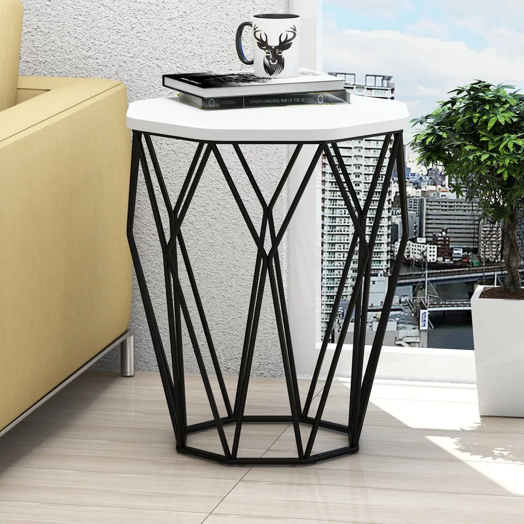 Table d'appoint blanche Sofya : gain de place et rangement robuste - 2