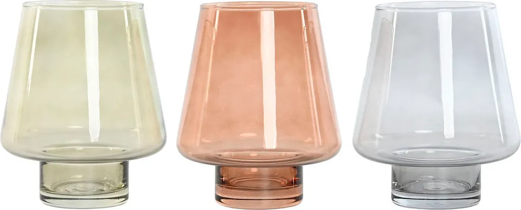 Vase en cristal bleu vert ambre Esprit Moderne 14,5x18 cm - Lot de 3