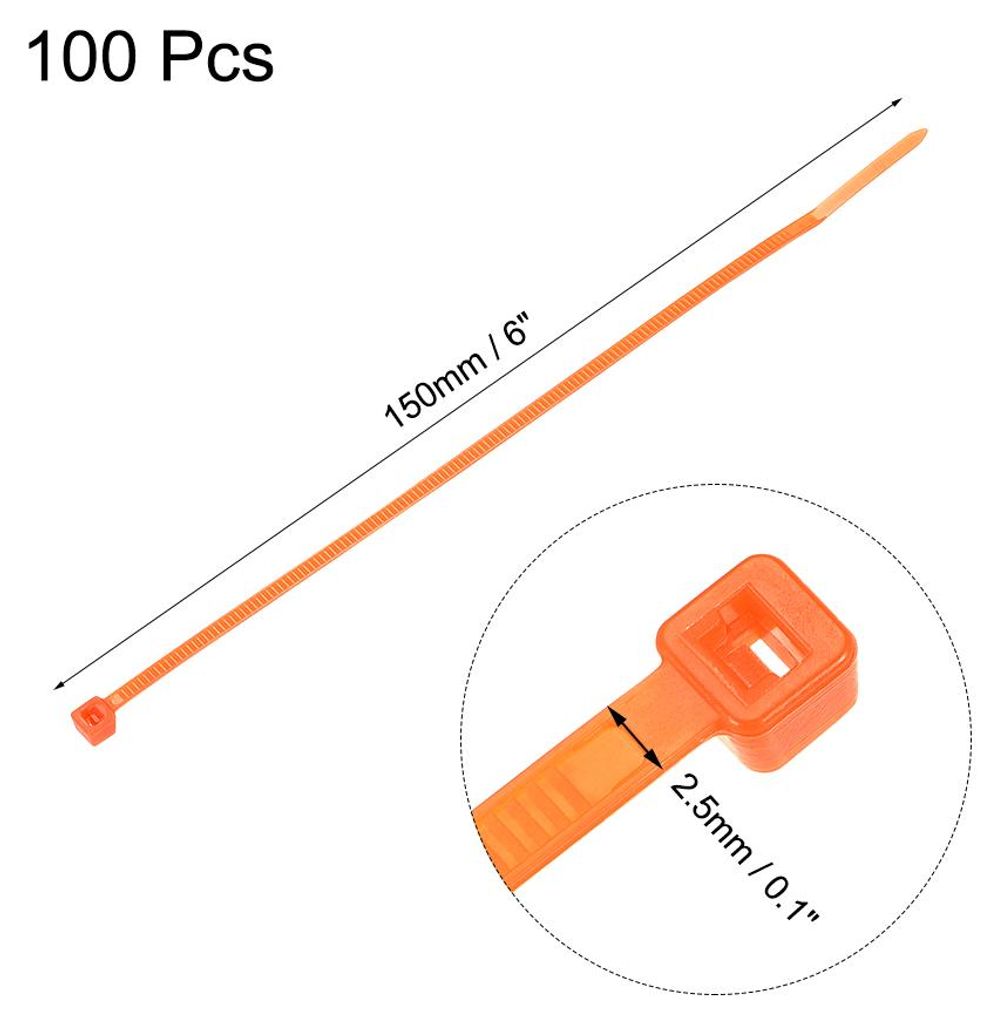 100 Stš¹ck Markierung Kabelbinder Orange 150mmx2.5mm Selbstsichernde Kabelbinder Set Best?ndige Kabelbinder Wiederverschlie?bar Kabel Organizer f...