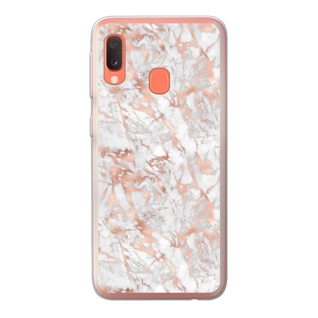 MuchoWow Handyhülle Schutzhülle Hülle für Samsung Galaxy A20e Marmor - Roségold - Luxus - Muster Silikon Softcase Handy Hülle - Abdeckung
