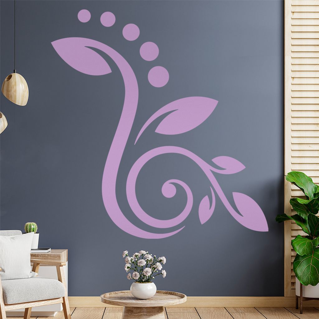 Blüte - Linien Punkte Wandtattoo in 6 Größen - Wandaufkleber Wall Sticker - Dekoration, Küche, Wohnzimmer, Schlafzimmer, Badezimmer