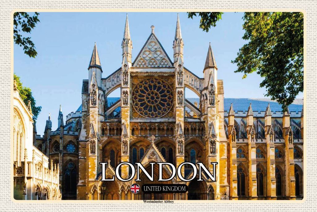 vianmo Holzschild 12x18 cm Westminster Abbey London UK Bildmotiv Reisemotiv Abenteuer Reisen